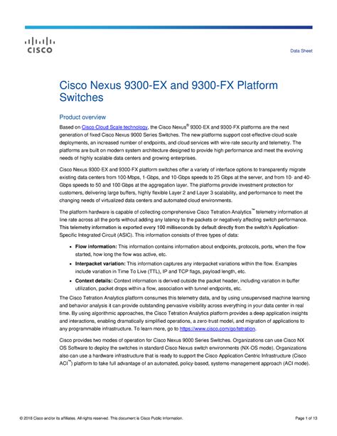 Cisco-nexus-9300 - Cisco Nexus - Data Sheet Cisco Nexus 9300-EX and 9300-FX Platform Switches ...