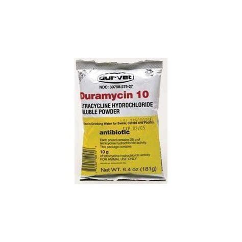 Duramycin-10 Durvet Tetracycline Hydrochloride Soluble Powder Antibiotic 6.4 Oz for sale online ...