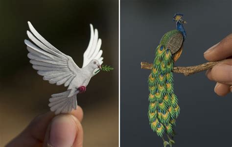 Paper Art by NVIllustration: Miniature Cut Paper Bird Illustrations