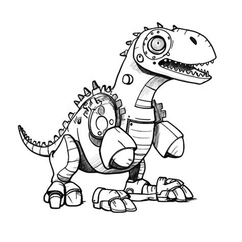 Premium AI Image | a drawing of a dinosaur with a robot on its back ...