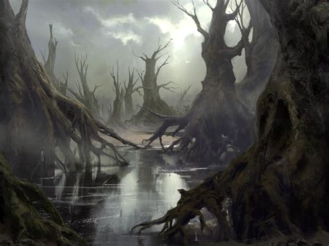 swamp by MathiasZamecki on DeviantArt | Fantasy landscape, Dark fantasy art, Fantasy setting