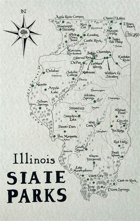 Illinois State Parks Map - Etsy