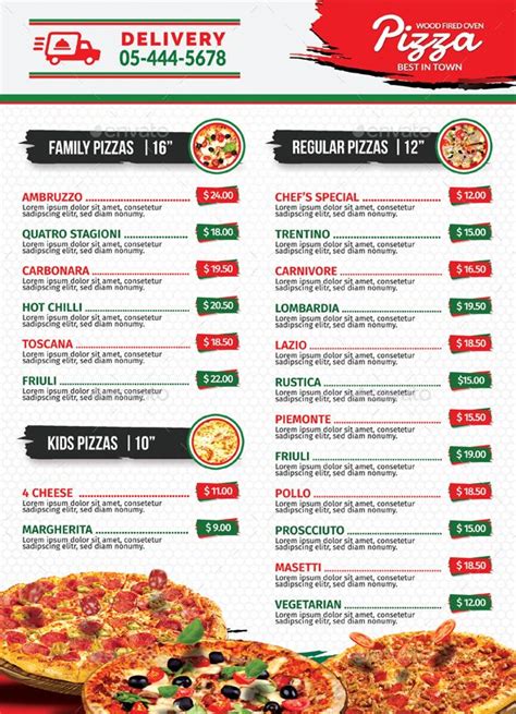 Pizza Menu | Pizza menu, Regular pizza, Menu