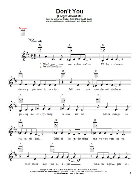 Don't You (Forget About Me) sheet music by Simple Minds (Ukulele – 151830)