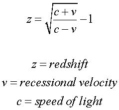 Formulas - Relativistic Redshift