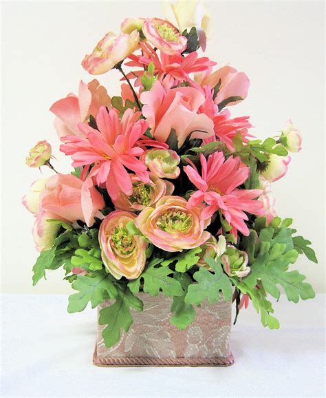 Victorian Silk Floral Arrangement Large Pink and Lime Green