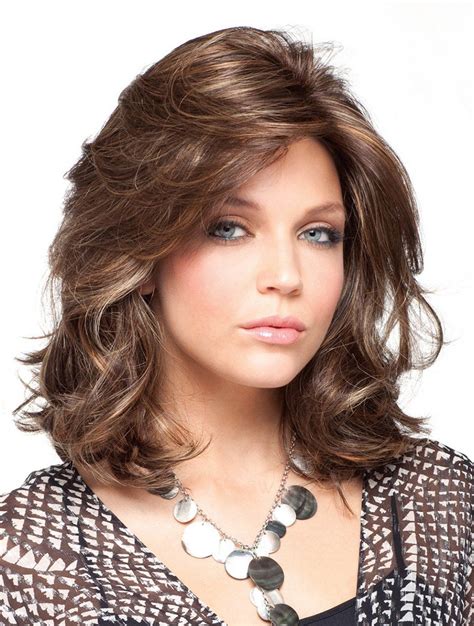 Fashionable Brown Curly Shoulder Length Classic Wigs, Classic Wigs