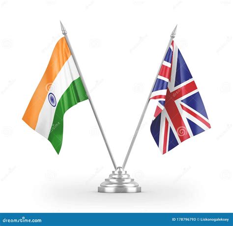 United Kingdom and India Table Flags Isolated on White 3D Rendering Stock Illustration ...