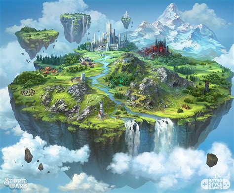 ArtStation - Storm Wars - Flying Island Map Illustration