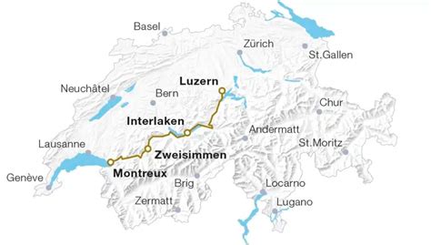 Panoramic Golden Pass Train Route through Switzerland