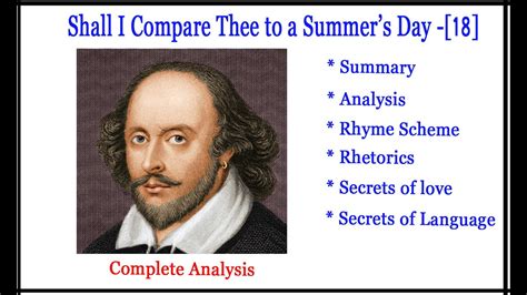 Shall I Compare thee to a Summer's Day, Summary, Analysis, Rhetorics , rhyme scheme, Annotations ...