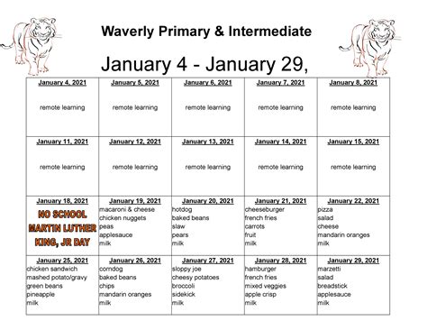 Lunch Menu | Waverly City Schools