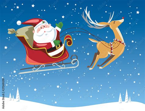 Santa Claus & Rudolph the red nosed reindeer Stock Vector | Adobe Stock