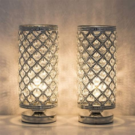 Crystal Table Lamps - Set of 2 with Clear Crystal Lamp Shade, Silver - Walmart.com - Walmart.com