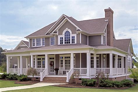 Country Farmhouse with Wrap-around Porch - 16804WG | Architectural ...