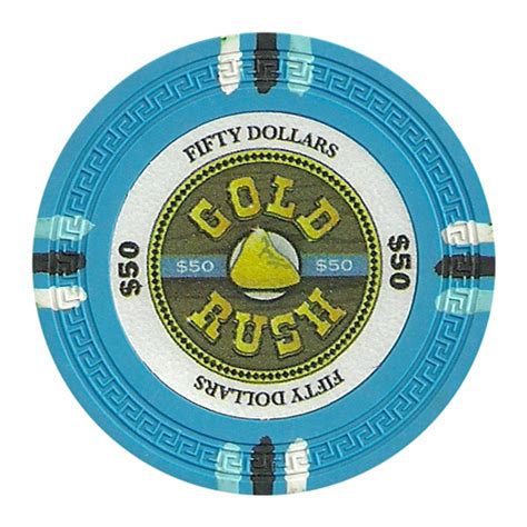 25 Light Blue Gold Rush Poker Chips | $50 Chip Value | CPGR-$25*25 | Poker Chip Mania