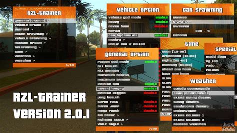 R'-TRAINER V2.0.1 - menu cheat for GTA San Andreas