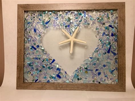 Heart by the Sea 15.5 X 12.5 - Etsy | Sea glass window art, Sea glass crafts, Glass window art