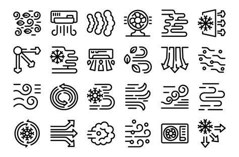 Cold air flow icons set outline vector. Wind effect fresh 40272781 Vector Art at Vecteezy