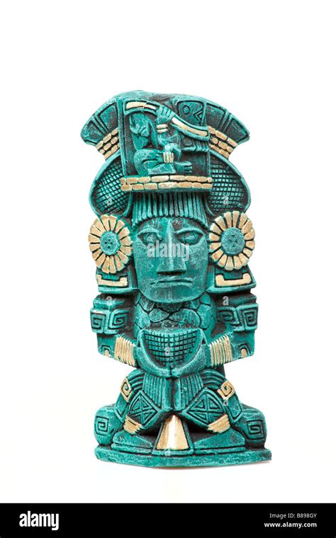 Mayan god statue from Mexico isolated on white background Stock Photo ...