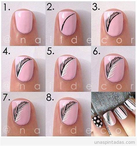 Nail art paso a paso, cómo dibujar una pluma Feather Nails, Nail Art ...