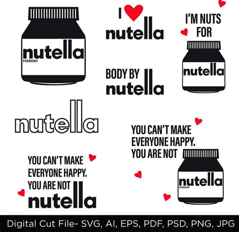 Nutella Jar SVG PNG Bundle / Nutella Lover Printable Cricut - Etsy