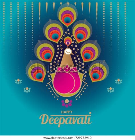 Diwali Festival Greeting Card Peacock Element Stock Vector (Royalty ...