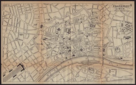 FRANKFURT AM MAIN antique town plan city map. Germany. BRADSHAW c1898 old