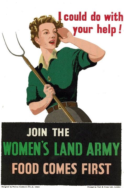 I Could Do With Your Help - Join the Women's Land Army, Food Comes First - Vintage Poster Repro ...