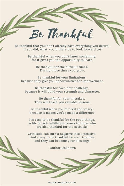 Be Thankful - A Poem of Gratitude | Mom's Mimosa | Appreciate life ...