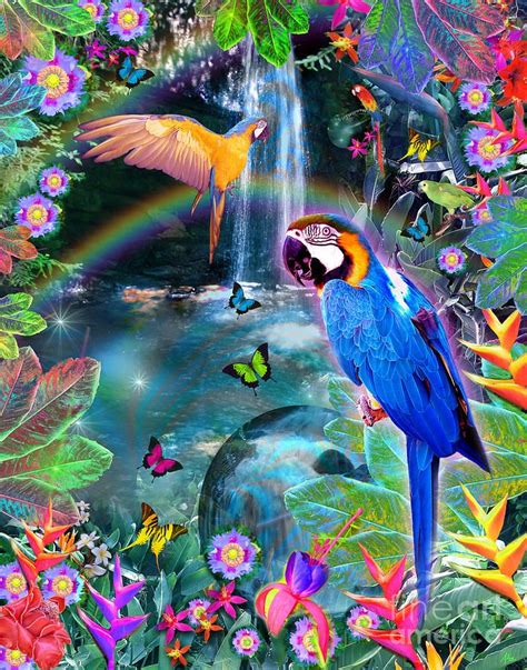 Parrots art, Bird art, Jungle art