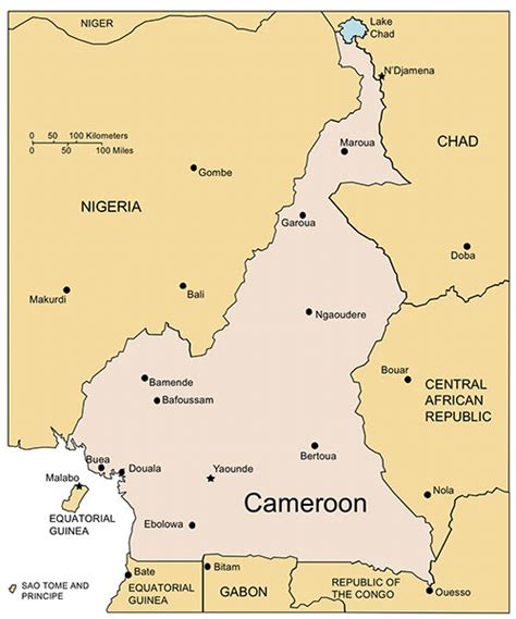 Cameroon Map for PowerPoint, Major Cities and Capital - Clip Art Maps