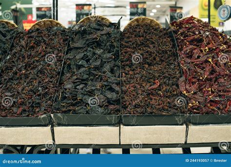 Heap of Pasilla Chile. Dried Chilaca Chili Pepper Also Called Chile Negro in Mexico. Stock Image ...