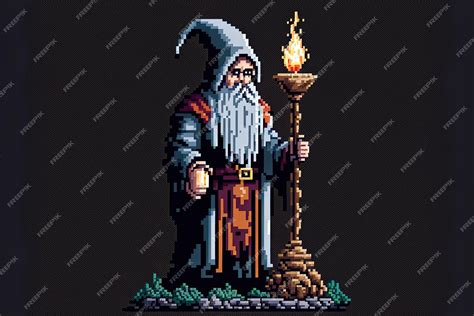 Premium AI Image | Pixel art wizard character for RPG game character in retro style for 8 bit game