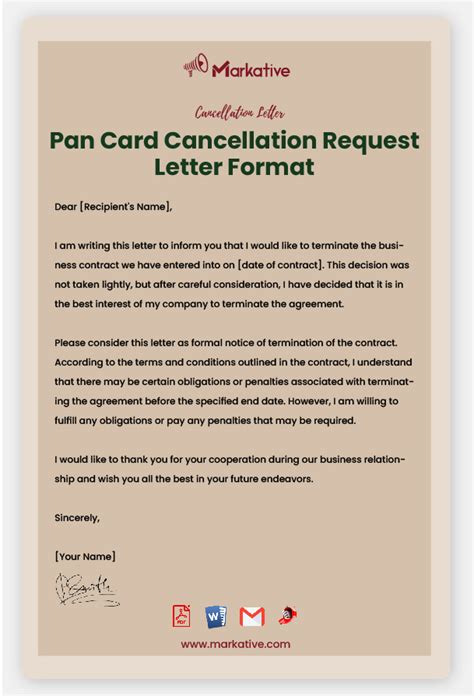 Pan Card Cancellation Request Letter [5+ Free Samples] - Markative