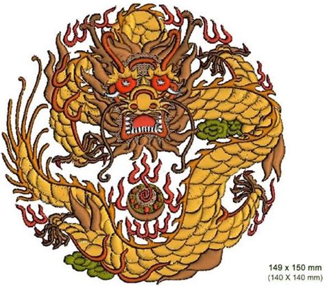 CHINESE DRAGON EMBROIDERY DESIGN « EMBROIDERY & ORIGAMI in 2020 | Embroidery designs, Dragon ...