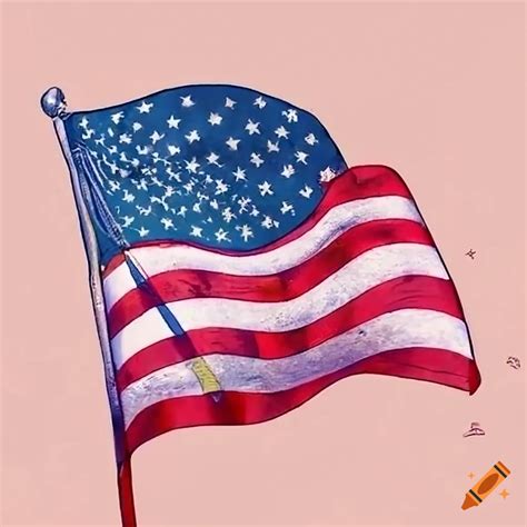 American flag waving proudly on Craiyon