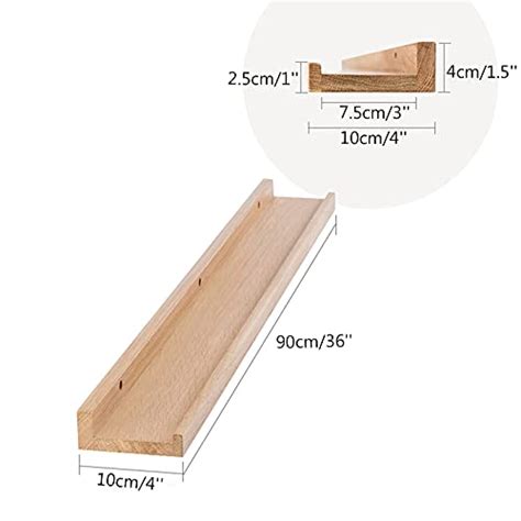 Long Floating Shelf 36 Inches Natural Wood Shelves for Wall Mounted ...