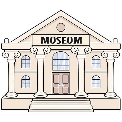 a building with the word museum on it's front door and steps leading up to it