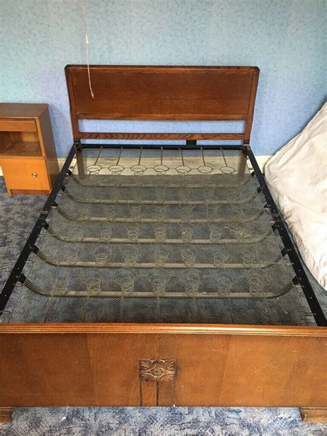 Vintage double wooden / spring bed frame retro | in Sale, Manchester | Gumtree