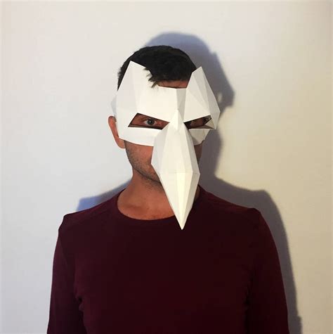 Make Your Raven Bird Mask From Paper, PDF Pattern Mask, Polygon Face ...