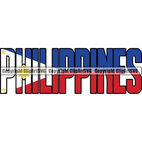 Philippines Filipino Name Word Text Flag Name Country World Nation Map ...