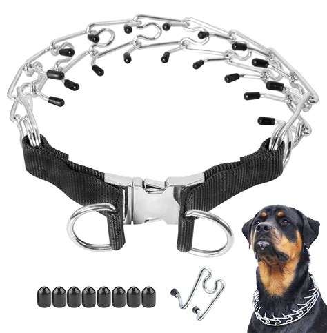 せんので Pinch Collar for Dogs with Buckle Chrome Stainless Steel Prong Dog ...