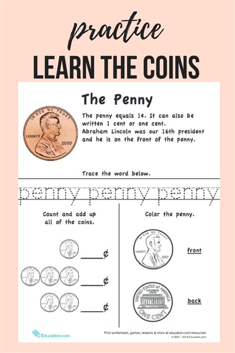 Free Printable Penny Worksheets