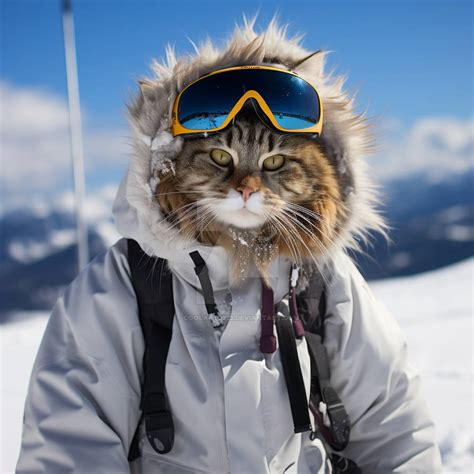 Photo of Cat skiing on snowy mountain by Coolarts223 on DeviantArt