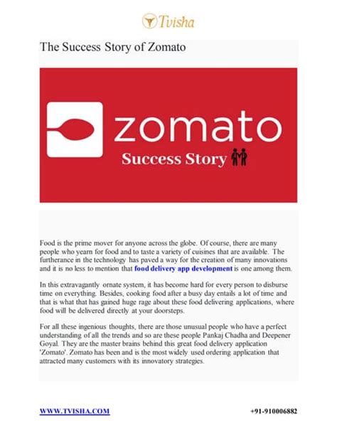 Zomato Success Story - Success Story of Zomato | PDF