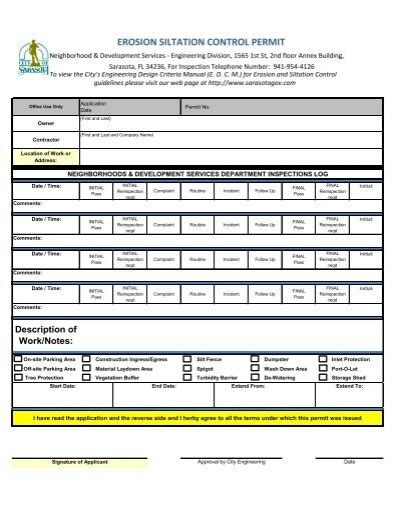 EROSION SILTATION CONTROL PERMIT - City of Sarasota