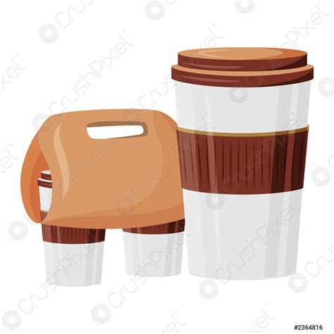 Cafeteria take out cartoon vector illustration Hot drinks for take - stock vector 2364816 ...