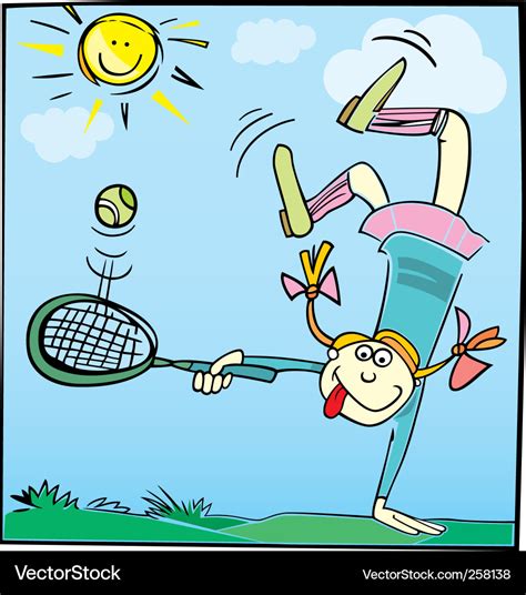 Cartoon girl playing tennis Royalty Free Vector Image