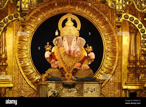 19 September 2023, Pune, Maharashtra, India, Beautiful sculpture of Lord Ganesh called as ...